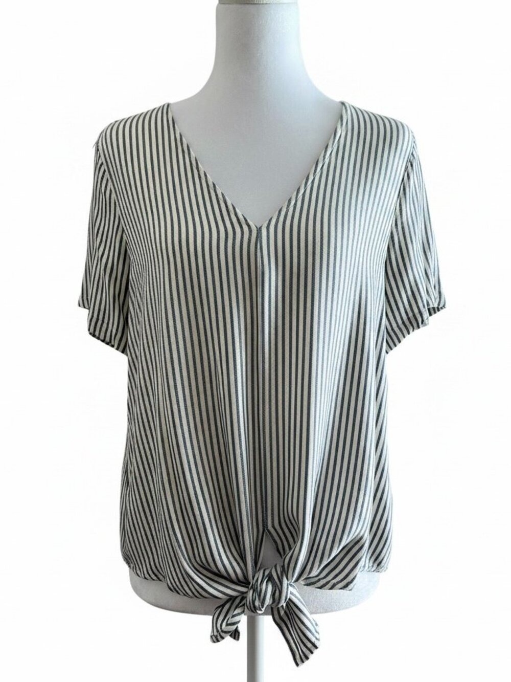 Madewell Novel Tie-Front Blue & White Striped Top - Size Med